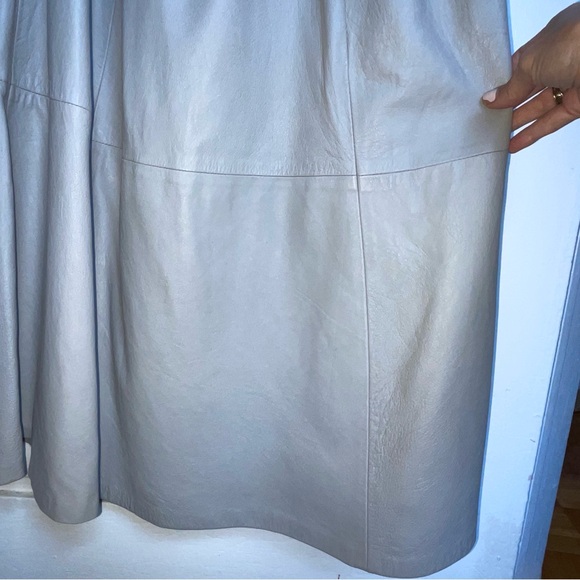 Vintage Gray Faux Leather Midi A-Line Skirt - Picture 10 of 13